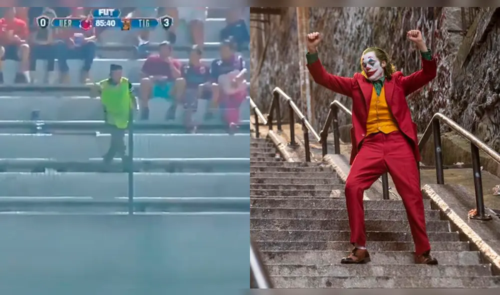 Liga MX: 'Joker vende cerveza' se hace viral tras bailar en el Veracruz vs. Tigres. Foto: Captura de video.