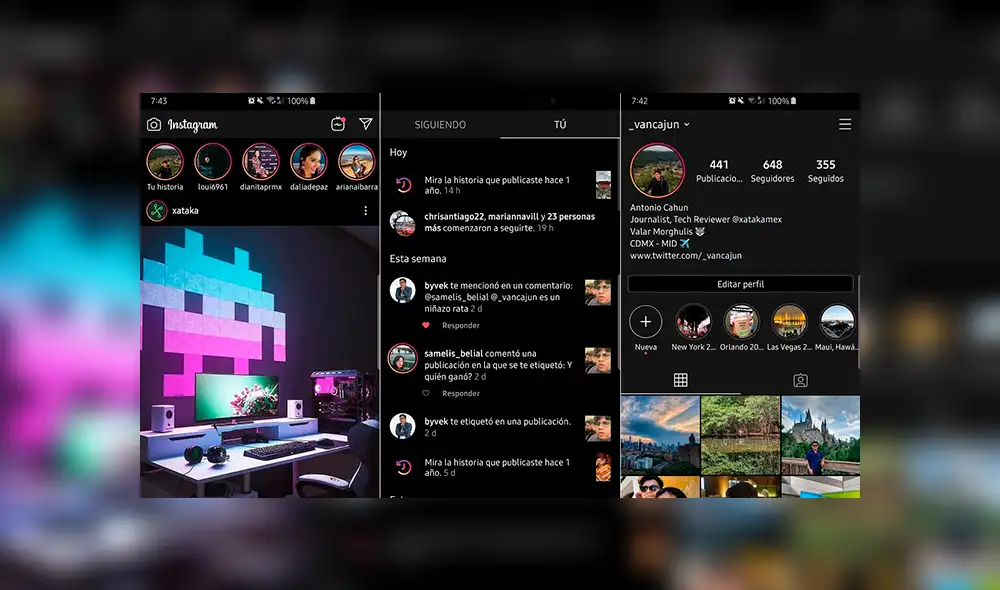 El modo oscuro a llegado a Instagram.