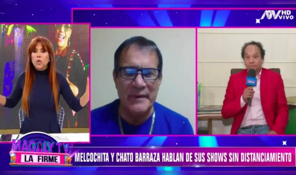 Los comediantes se enlazaron con Magaly Medina para dar explicaciones y hacer un ‘mea culpa’. (Foto: Captura ATV) Los comediantes se enlazaron con Magaly Medina para dar explicaciones y hacer un ‘mea culpa’. (Foto: Captura ATV)