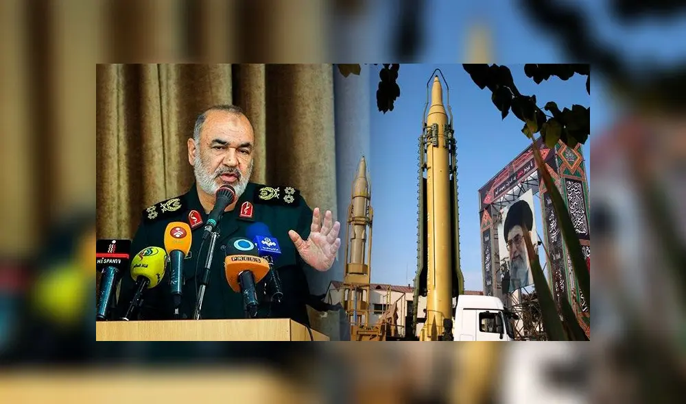 Hosein Salami, jefe de los Guardianes de la Revolución, aseguró que su bombardeo a bases de EE. UU. en Irak no tenía como fin ''matar soldados''. Foto: Composición