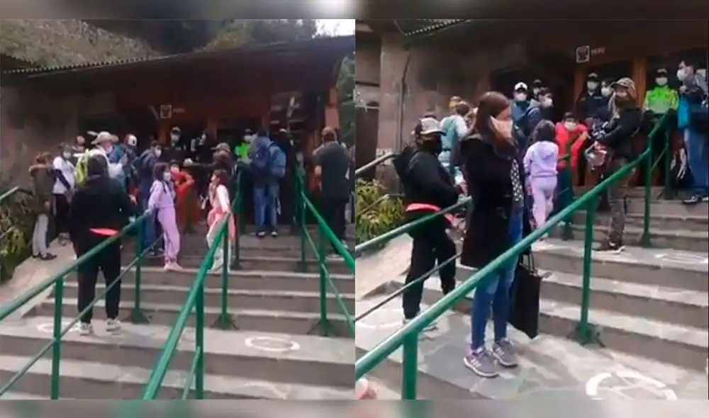 Padres de familia llegaron hasta el ingreso a la Maravilla Mundial, pero no pudieron ingresar con sus hijos. Foto: Composición La República.