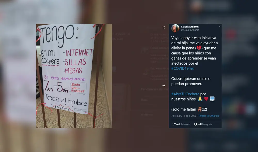 La mujer decidió ofrecer este esencial servicio para los estudiantes que más lo necesiten. Foto: Twitter