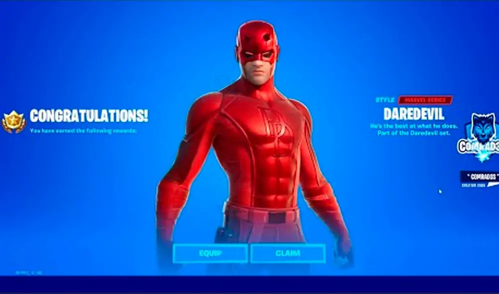 La skin de Daredevil será la primera recompensa del Marvel Knockout Super Series. Foto: Fortnite Boards