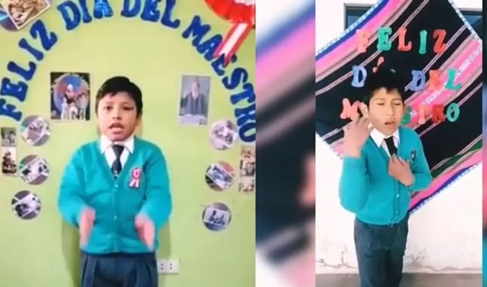 Escolares deben grabarse en un video mientras recitan o cantan. Foto: Captura video. Escolares deben grabarse en un video mientras recitan o cantan. Foto: Captura video.