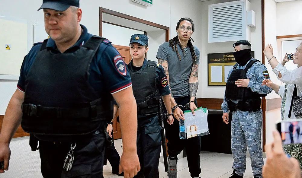 Sentenciada. Basquetbolista estadounidense Brittney Griner detenida en Moscú. Foto: AFP