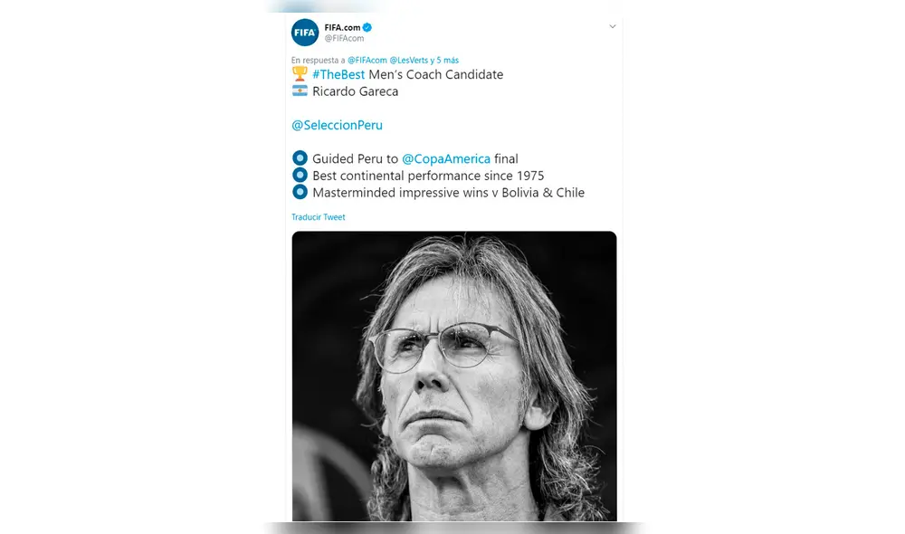 Ricardo Gareca nominado por la FIFA ser el mejor técnico del mundo. Ricardo Gareca nominado por la FIFA ser el mejor técnico del mundo.