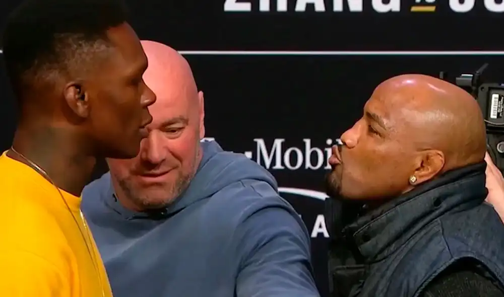 Yoel Romero le tiraba besos a Israel Adesanya durante su cara a cara. Yoel Romero le tiraba besos a Israel Adesanya durante su cara a cara.