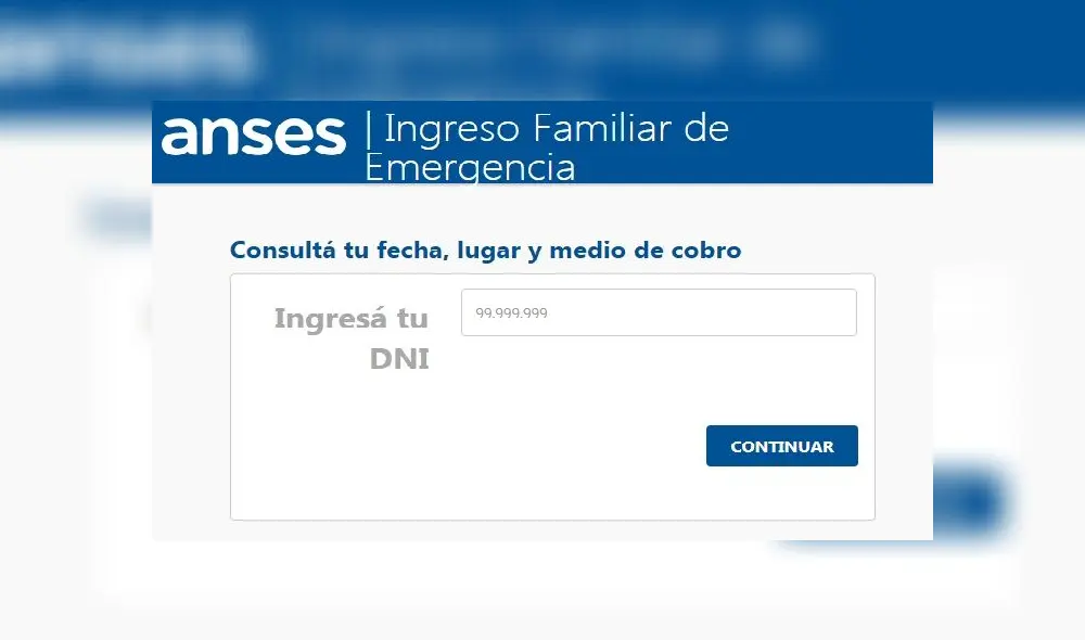 Bono ANSES. Foto: Captura de pantalla - ANSES