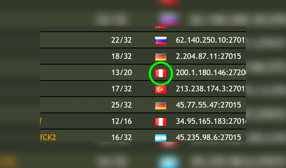 Busca algún servidor con la bandera de Perú y pulsa nuestro símbolo.