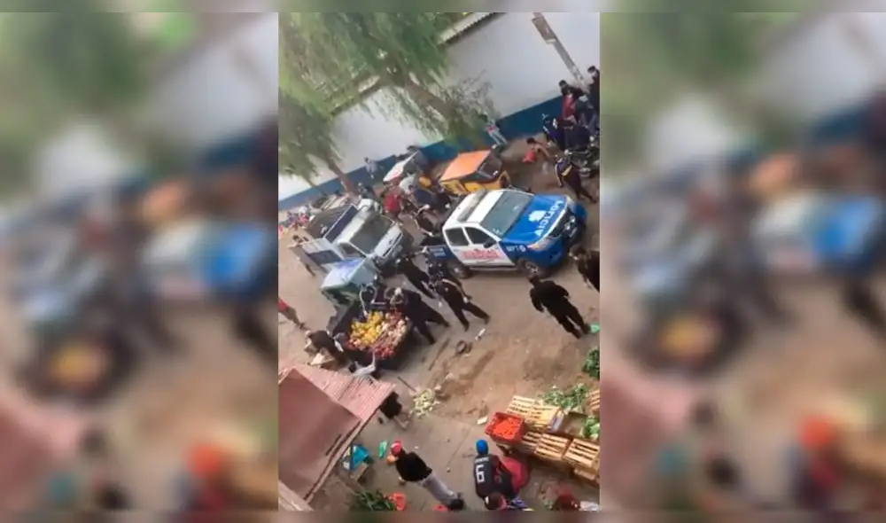 Serenos quitan productos a comerciantes informales en cuarentena en mercado de Trujillo