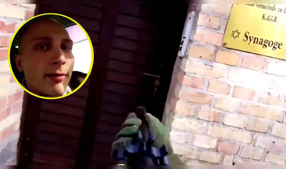 El atacante neonazi se filmó durante el asalto | Infobae / Composición El atacante neonazi se filmó durante el asalto | Infobae / Composición