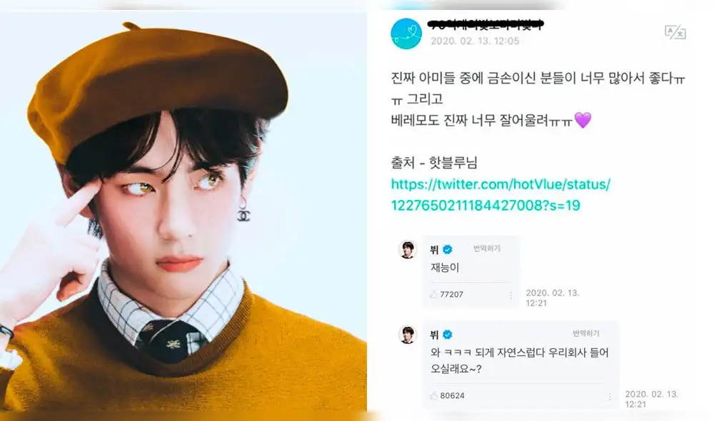 Taehyung en Weverse. Capturas.