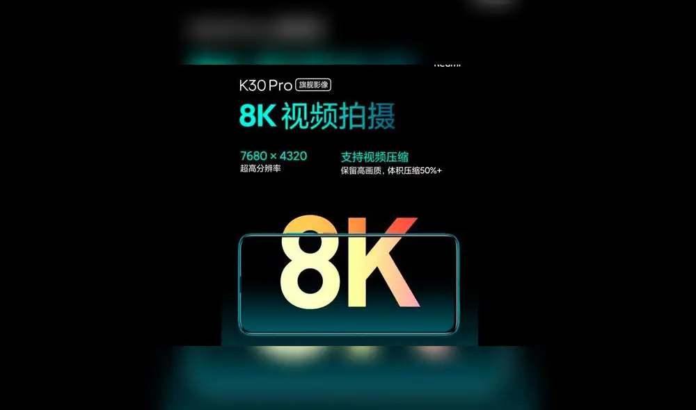 El Xiaomi Redmi K30 Pro grabará en 8K.