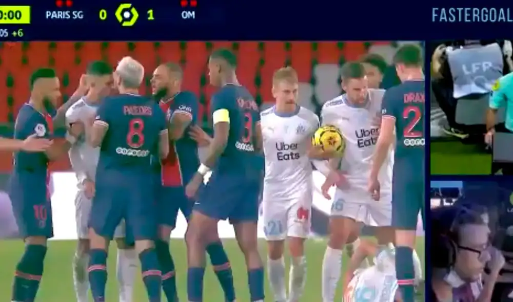 PSG perdió ante Marsella y el brasileño protagonizó una pelea. Foto: Captura/Ligue 1