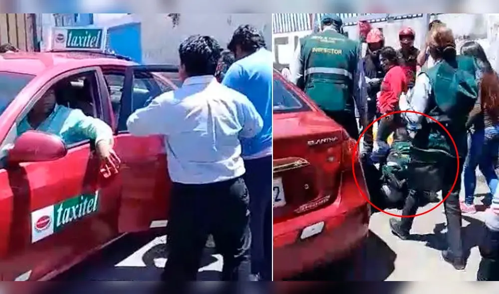 Golpean y arrastran a inspector que intervino taxi por el plaqueo en Arequipa