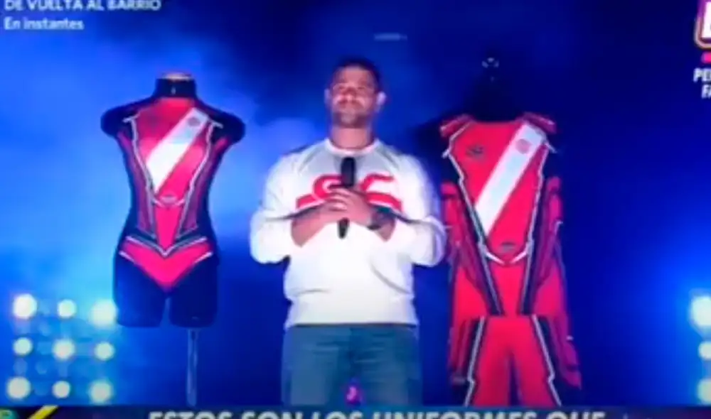 Los representantes peruanos llevarán en su indumentaria la clásica franja roja. Foto: captura/América TV Los representantes peruanos llevarán en su indumentaria la clásica franja roja. Foto: captura/América TV