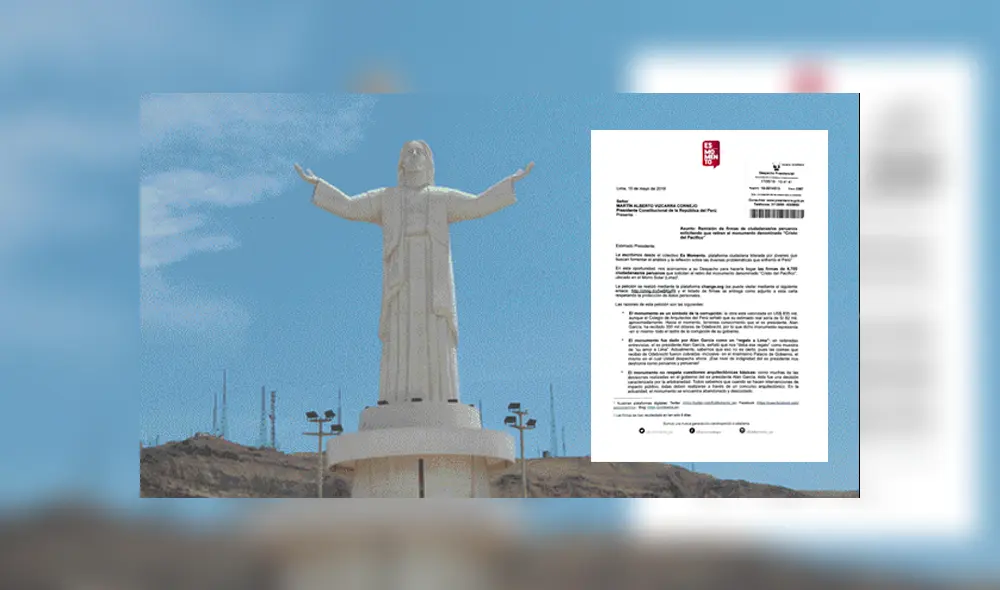 Colectivo pide a Martín Vizcarra retirar Cristo del Pacífico que donó Odebrecht Colectivo pide a Martín Vizcarra retirar Cristo del Pacífico que donó Odebrecht