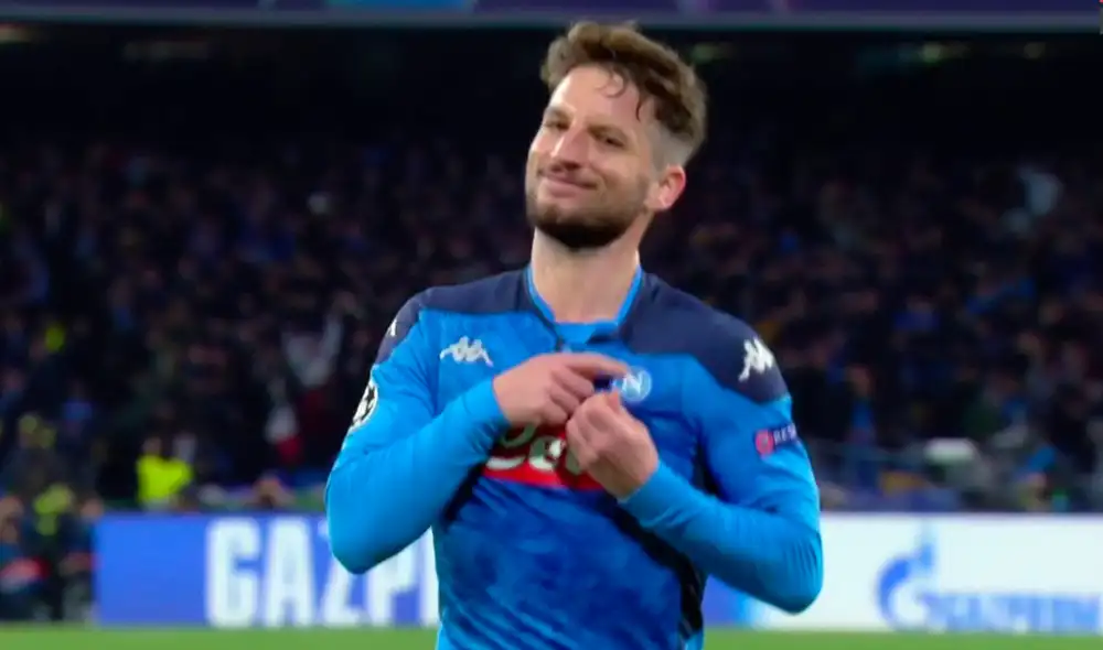 Mertens anotó un golazo y pone en ventaja al Napoli sobre el FC Barcelona en la ida de los octavos de final de la Champions League. | Foto: ESPN 2