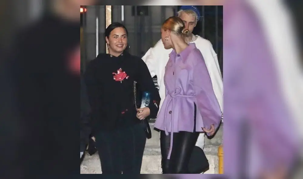 Demi Lovato, Justin Bieber y Hailey Bieber caminando hacia la iglesia