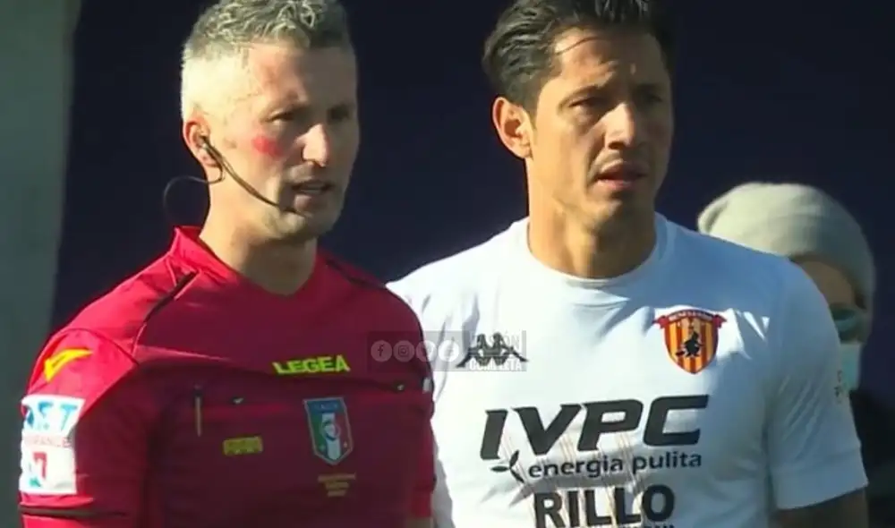 Gianluca Lapadula ingresó al Benevento vs. Fiorentina a los 78 minutos. Foto: captura ESPN