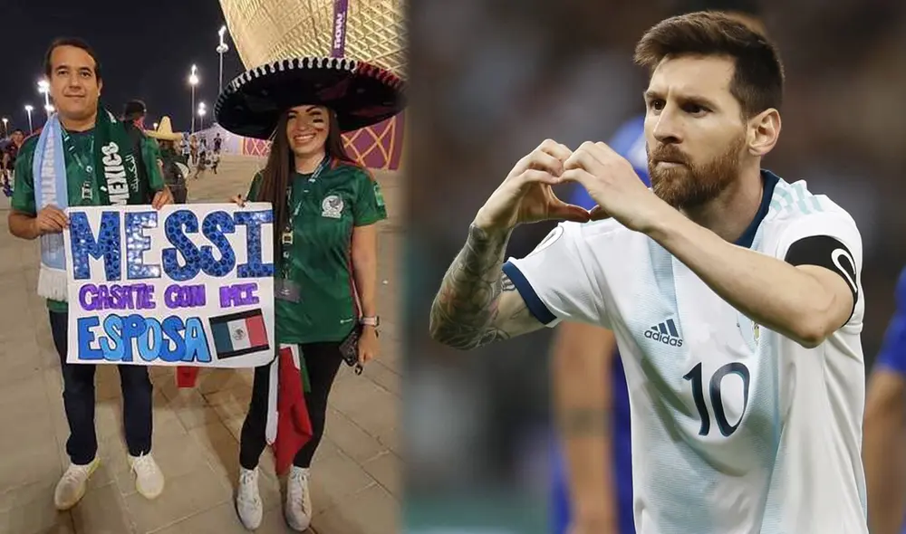 Una pareja mexicana le mandó un particular pedido a Lionel Messi a través de un cartel. Foto: composición LR/ Carlos Salinas/ Líbero