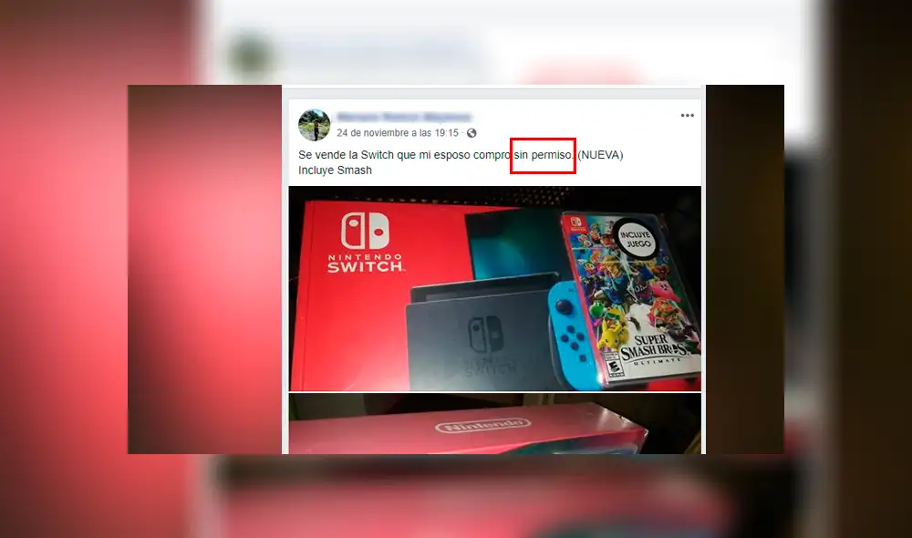 Mujer intenta vender la Nintendo Switch que compró su esposo porque este no le "pidió permiso"