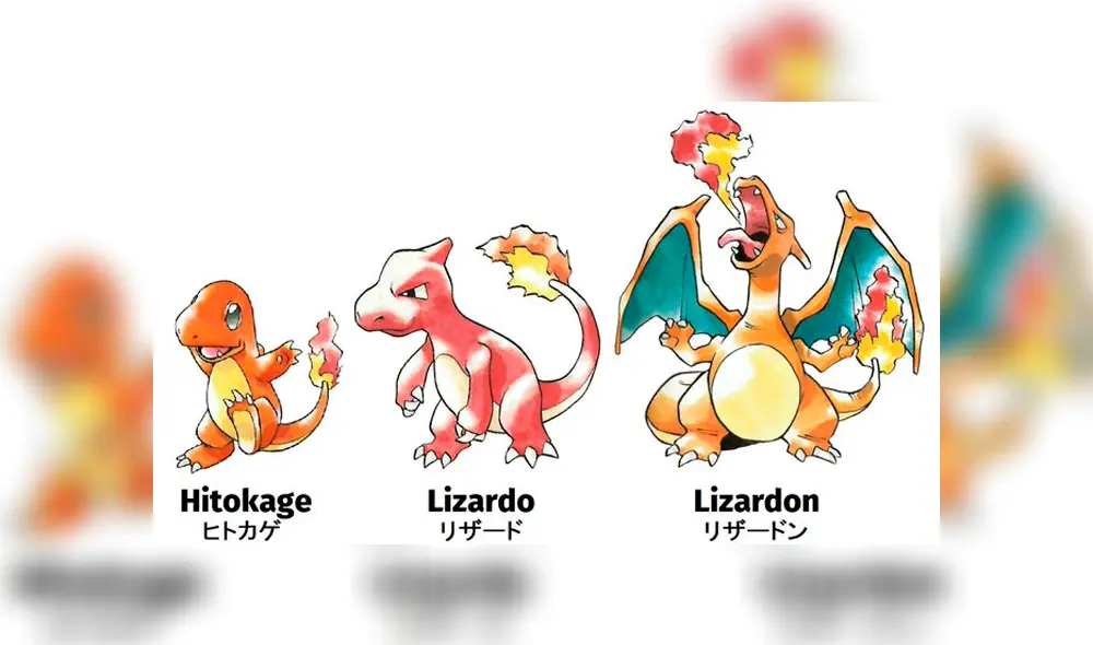 Diseños finales de Charizard para el primer juego de Pokémon (1996). Diseños finales de Charizard para el primer juego de Pokémon (1996).