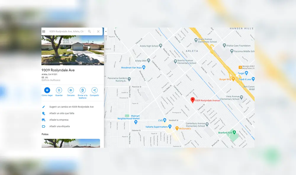 Desliza las imágenes para ver cómo luce realmente la casa en la que se filmó la cinta Volver al Futuro. Fotocapturas: Google Maps