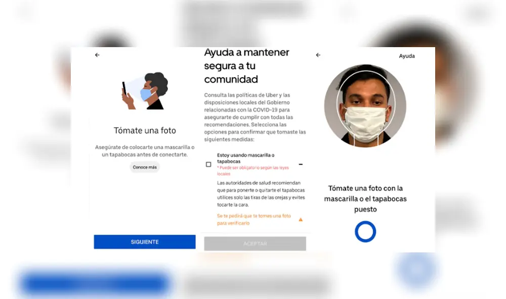 La verificación del uso de mascarillas en Uber será mediante un selfie. La verificación del uso de mascarillas en Uber será mediante un selfie.