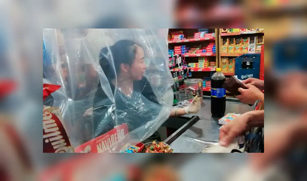 Coronavirus: comerciantes chinos usan ‘burbujas de aislamiento’ en los supermercados [FOTOS]