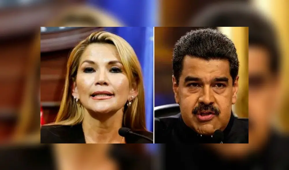 Presidente interina de Bolivia, Jeanine Añez y Nicolás Maduro, mandatario venezolano. Foto: difusión.