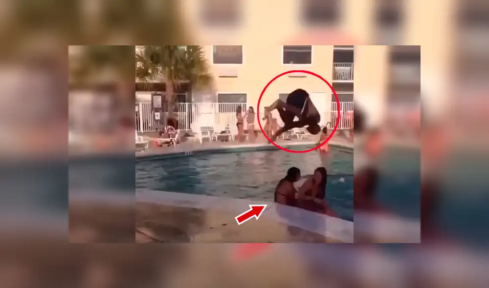 Facebook viral: intenta realizar pirueta en piscina, pero termina haciendo el ridículo [VIDEO]