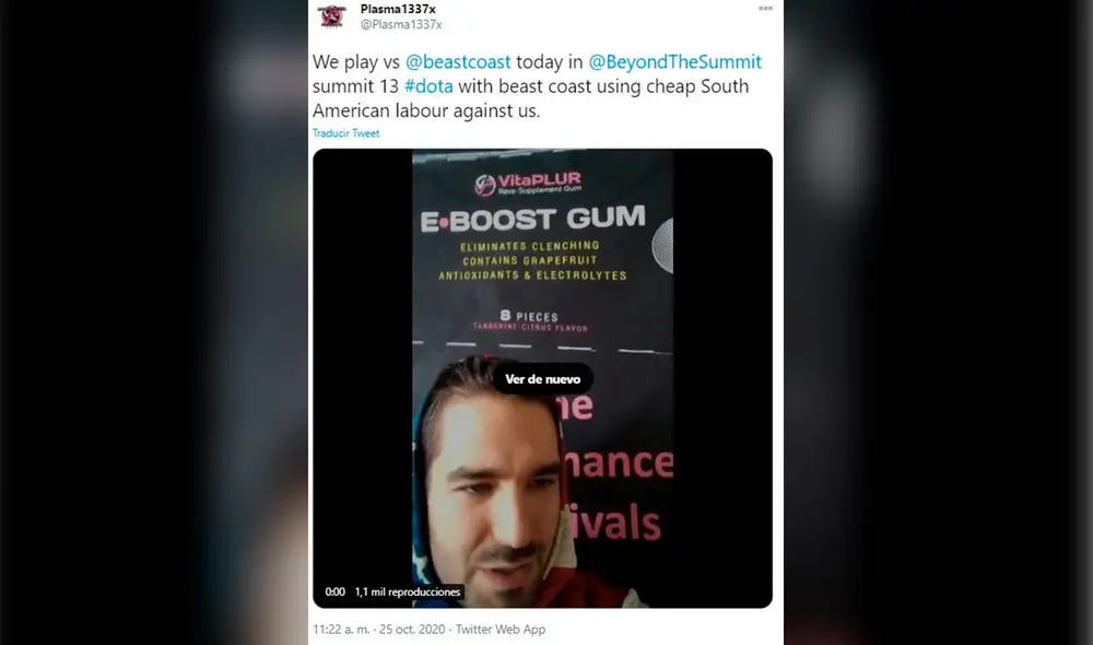 Captura del tweet eliminado por Plasma1337x donde su manager menciona que jugadores sudamericanos porque son "mano de obra barata". Foto captura: Libero Esports