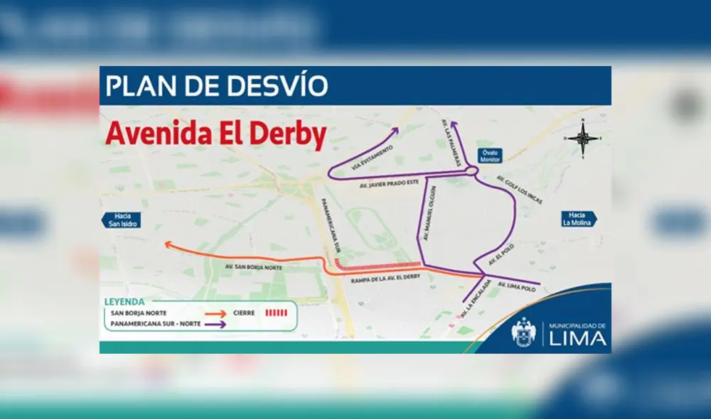 La restricción vehicular será desde las intersecciones de las avenidas Manuel Olguín y El Derby con dirección a la Panamericana Sur. (Foto: Municipalidad de Lima) La restricción vehicular será desde las intersecciones de las avenidas Manuel Olguín y El Derby con dirección a la Panamericana Sur. (Foto: Municipalidad de Lima)