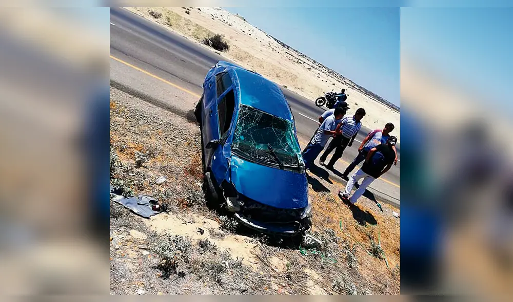 Despiste. Neumático se habría reventado y auto se despistó. Despiste. Neumático se habría reventado y auto se despistó.