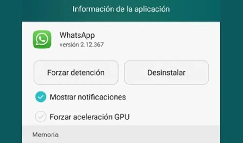 Forzar detención de WhatsApp