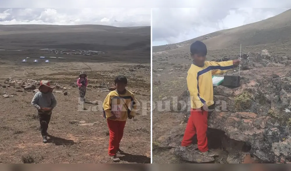 Escolares suben cerros para captar señal de radio. Escolares suben cerros para captar señal de radio.