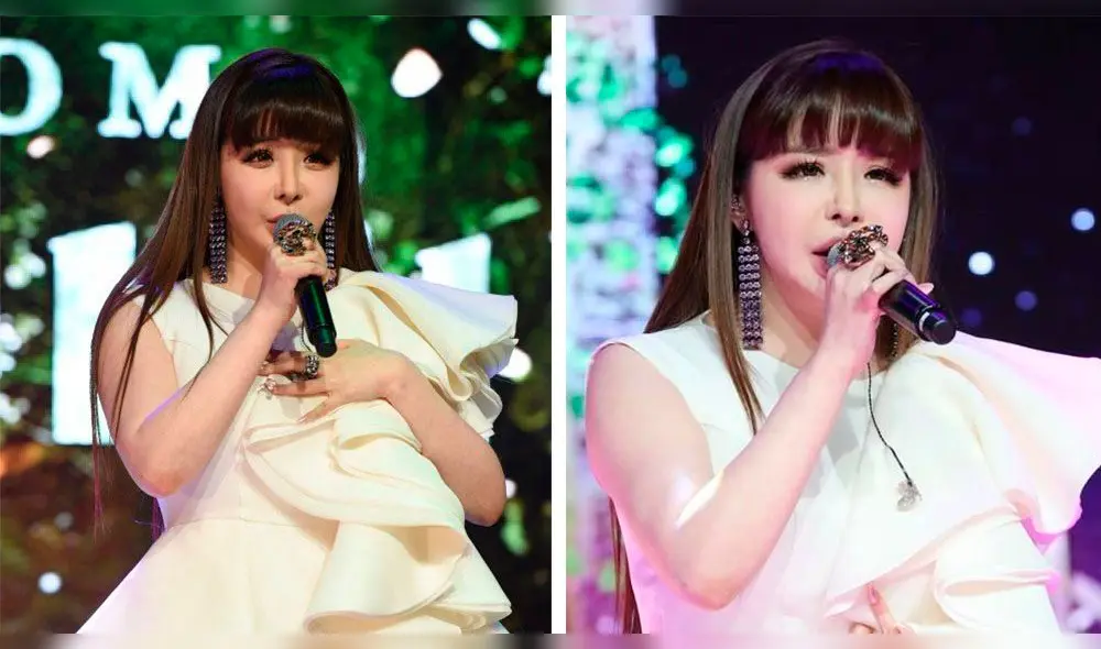 Park Bom en su showcase para su regreso como solista con "Spring" . Park Bom en su showcase para su regreso como solista con "Spring" .