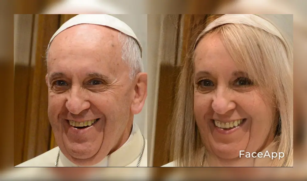 El Papa Francisco también pasó por los algoritmos de FaceApp. Foto: Twitter.