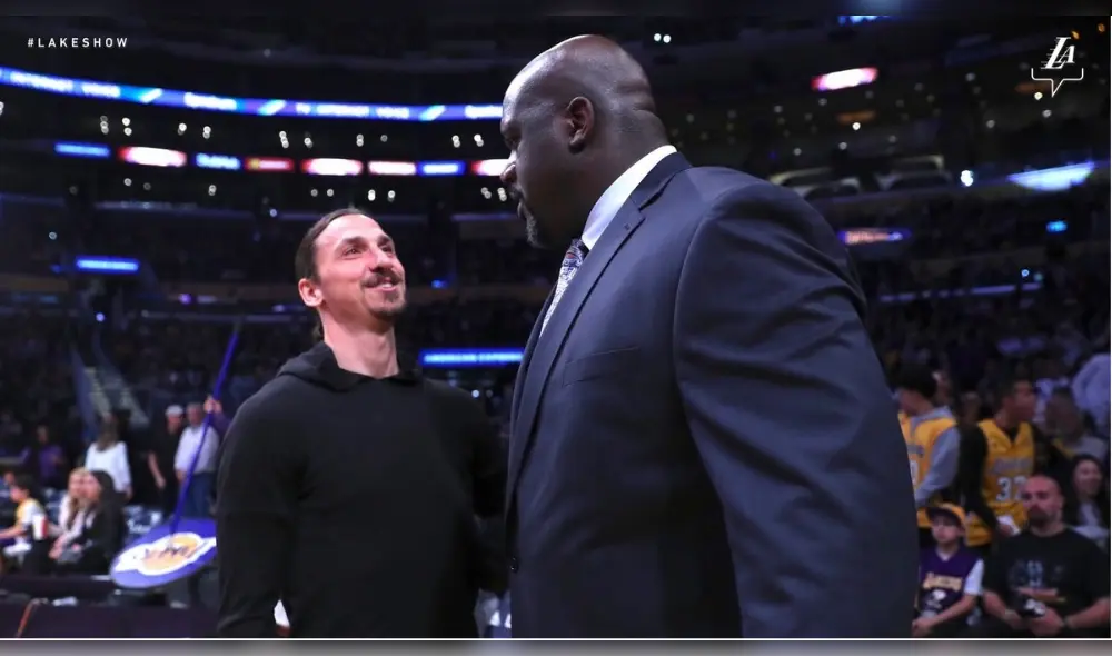 Dos gigantes: Zlatan Ibrahimovic se encuentra con Shaquille O'Neil 