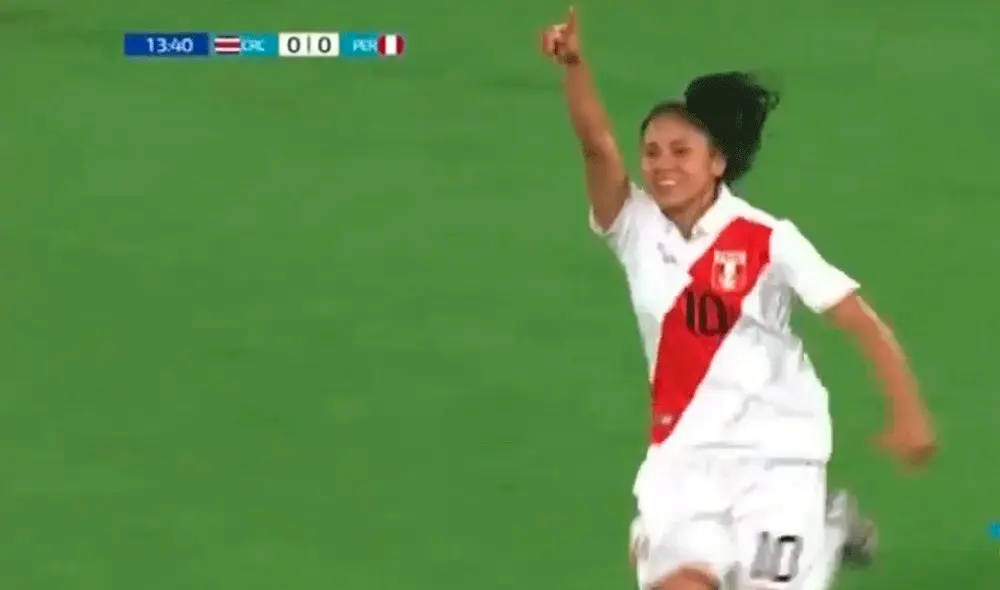 Steffani Otiniano es la primera jugadora peruana en marcar un gol en la historia de los Juegos Panamericanos. | Foto: TV Perú