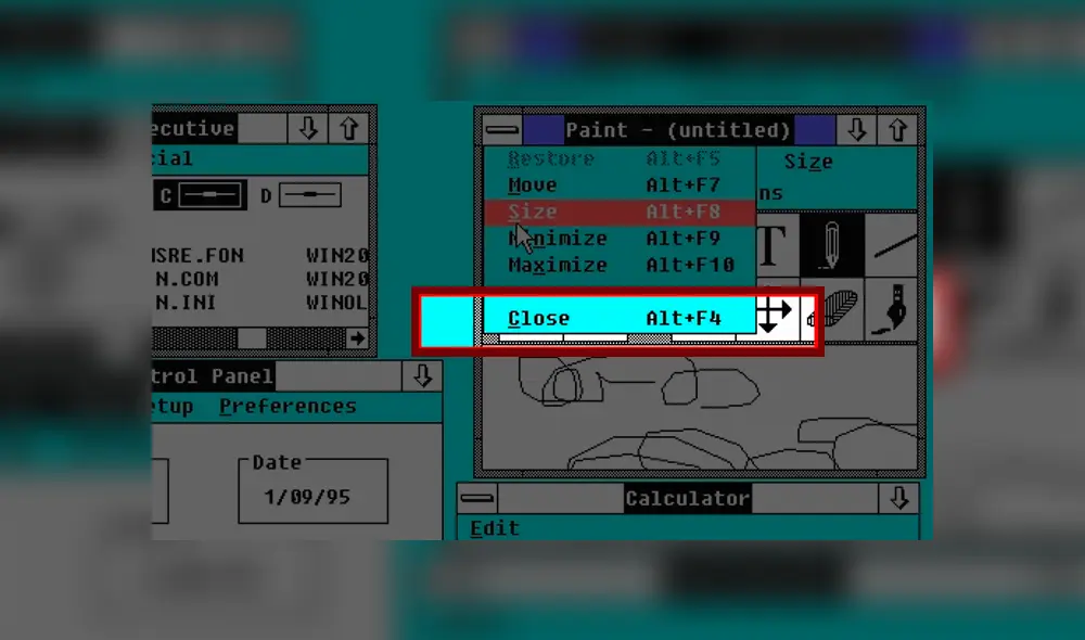 La combinación 'Alt + F4' existe desde la primera versión de Windows.