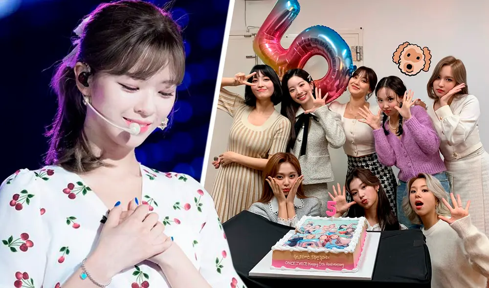 Jeongyeon se unió al saludo de sus compañeras por el aniversario de TWICE. Foto: composición JYP