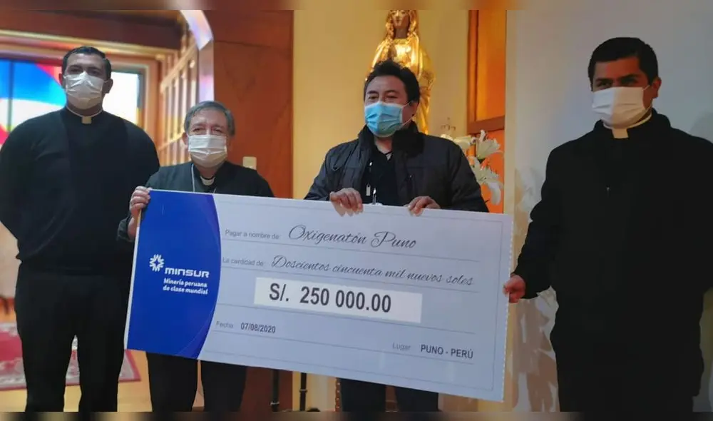 Minera Minsur entregó 250 mil soles a campaña Oxigenatón de Puno. Foto: Radio Onda Azul. Minera Minsur entregó 250 mil soles a campaña Oxigenatón de Puno. Foto: Radio Onda Azul.