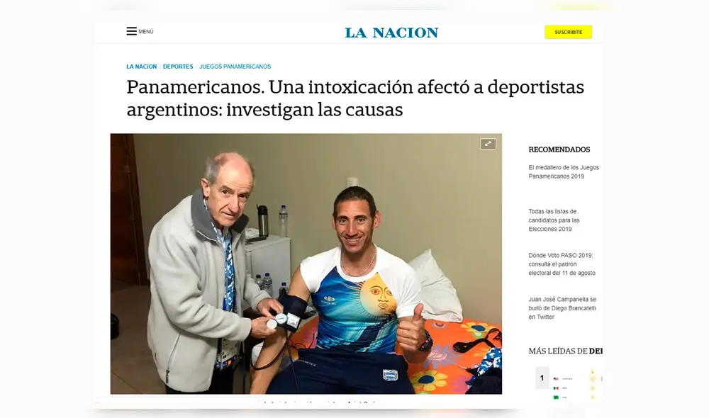 Juegos Panamericanos: prensa argentina informó sobre intoxicación de atletas en la subsede de remo ubicada en Huacho. Juegos Panamericanos: prensa argentina informó sobre intoxicación de atletas en la subsede de remo ubicada en Huacho.