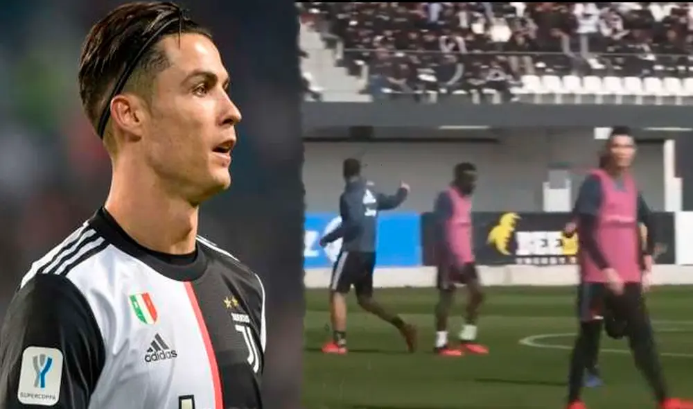 Reacción de Cristiano Ronaldo en práctica de Juventus. Reacción de Cristiano Ronaldo en práctica de Juventus.