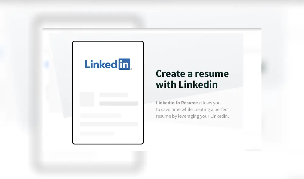 Crea tu CV desde un diseño en unos cuantos pasos usando tu cuenta de LinkedIn. Imagen: Rezi