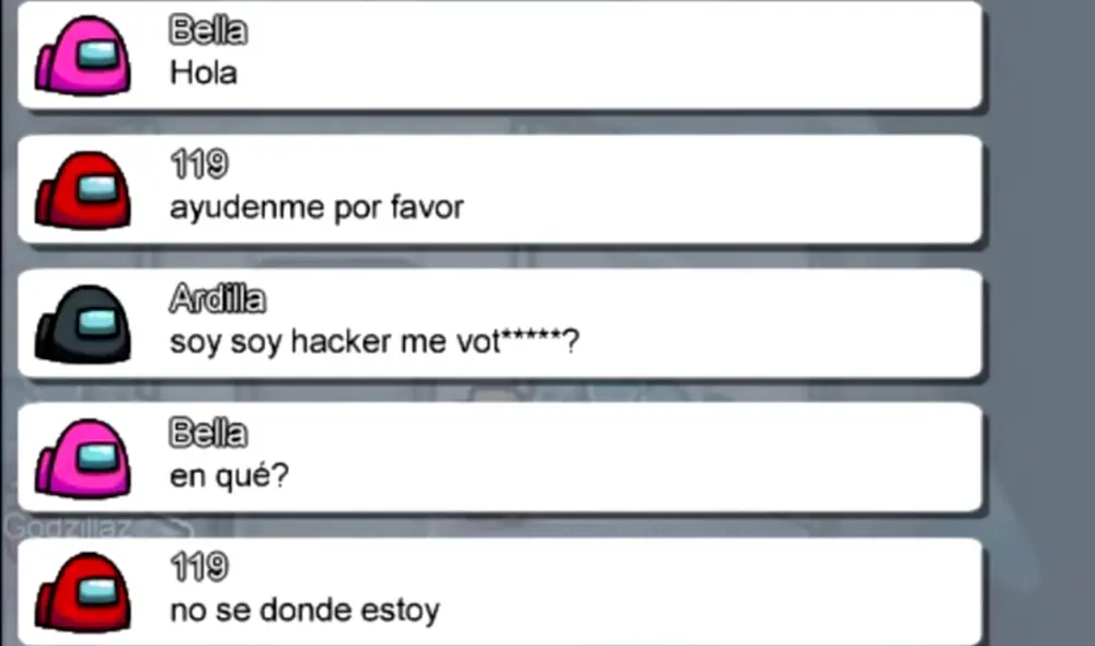 El usuario 119 suele pedir ayuda en cada una de las partidas de Among Us a las que ingresa. Foto captura: YouTube