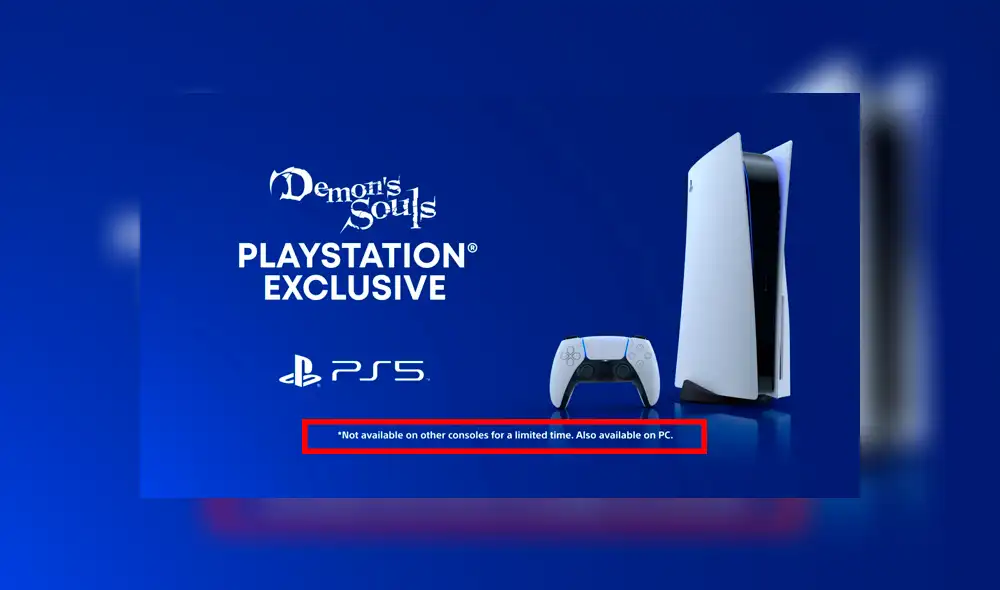 Fue un error. Sony aclara que el remake de Demon's Souls solo llegará para PS5. Ni para PC ni "otras consolas". Imagen: Sony.