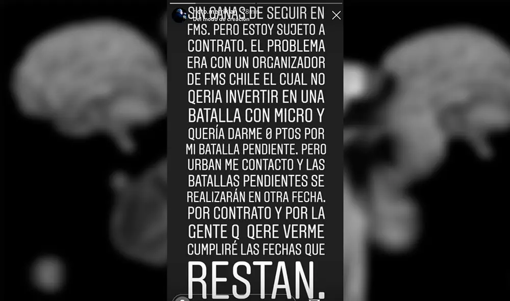 Ricto se retira de las batallas de freestyle